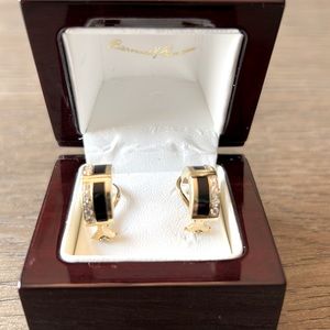 Black coral and diamond earrings